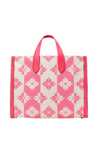 Spade Flower Two-Tone Canvas Large Manhattan Tote Bag